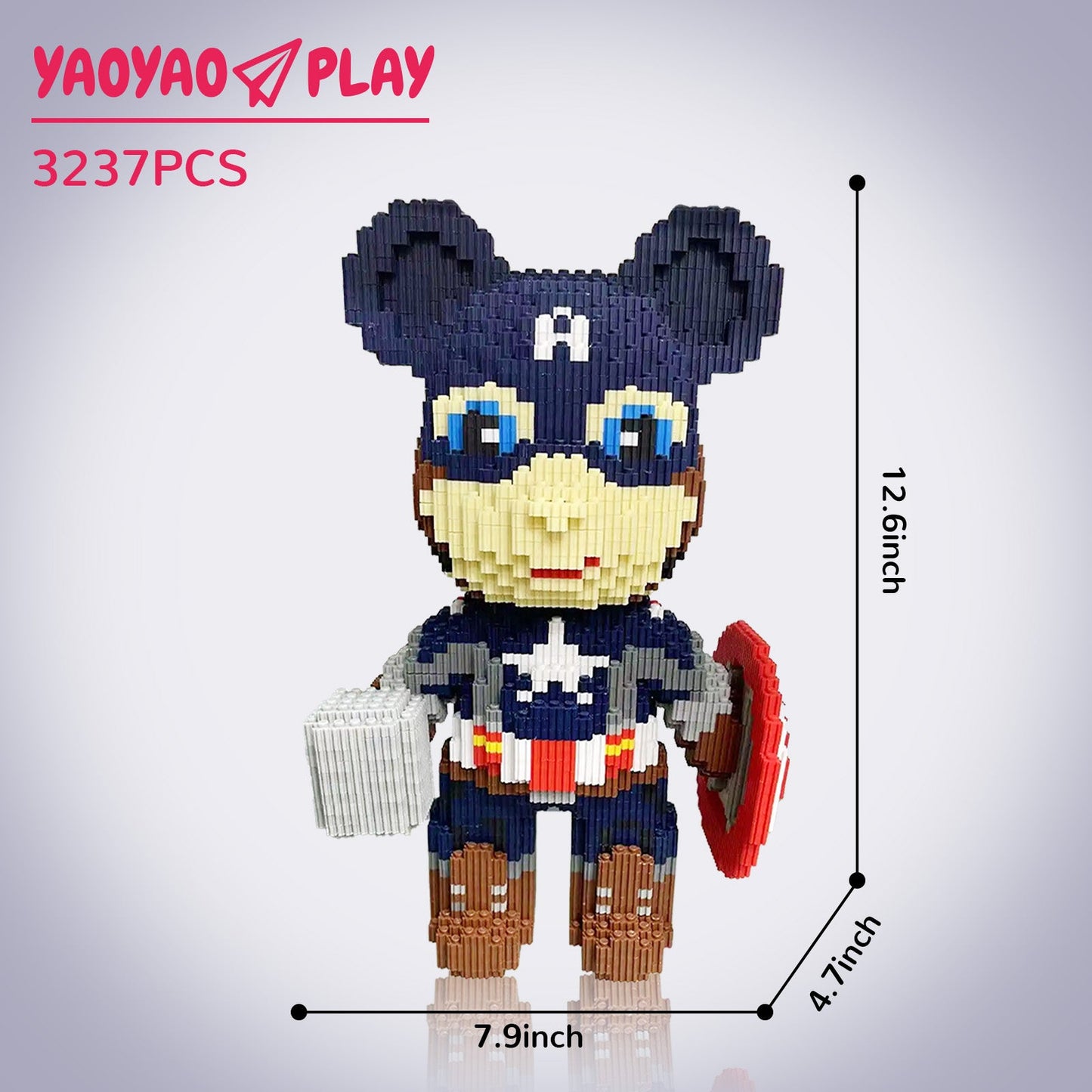 YaoYaoPlay Captain TK Medium Bear Building Block Set