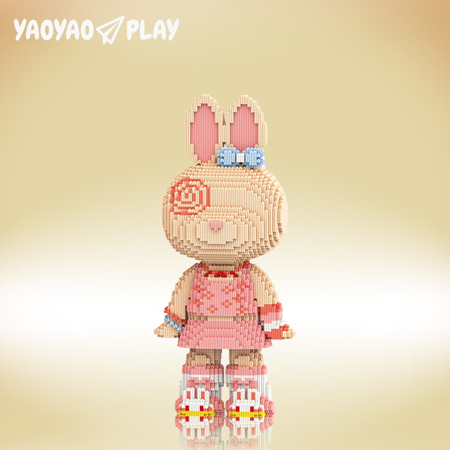 YaoYaoPlay Pink Skirt PP Bunny Building Blocks
