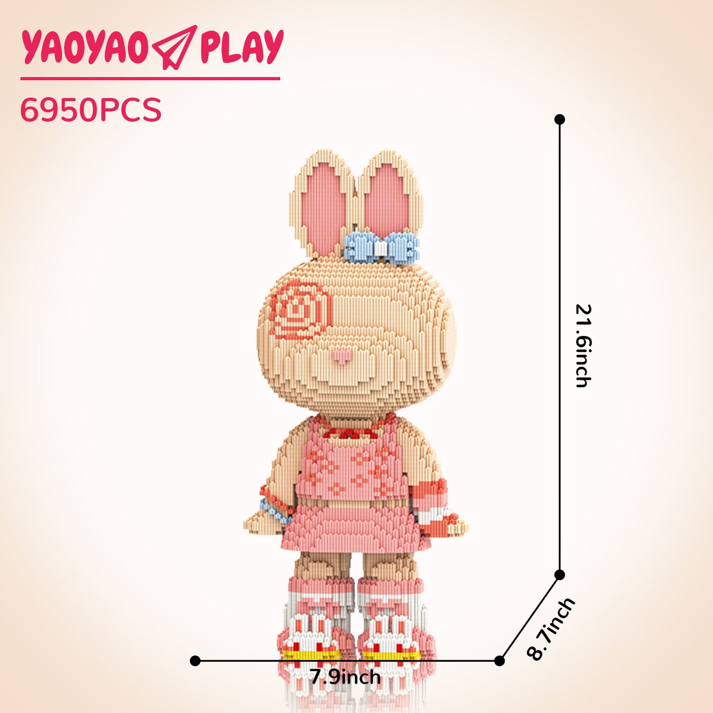YaoYaoPlay Pink Skirt PP Bunny Building Blocks