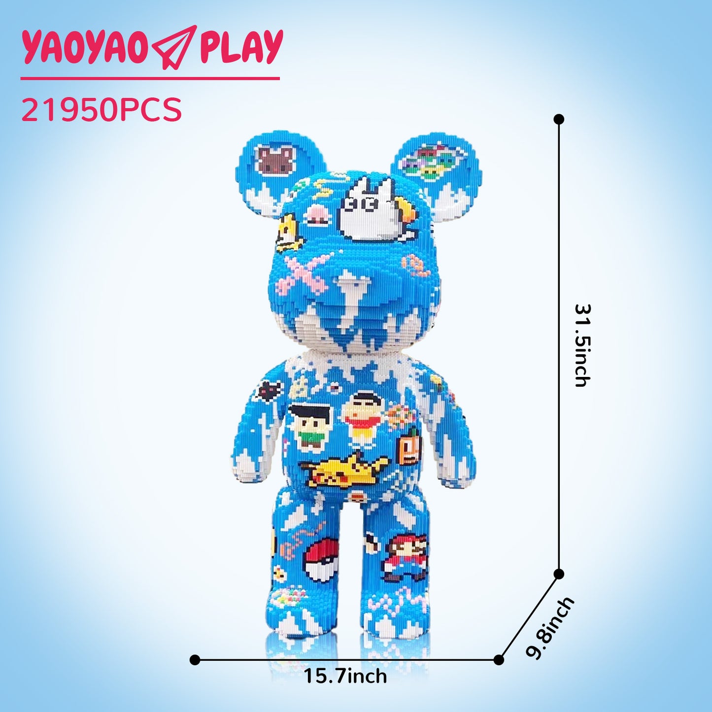 YaoYaoPlay Large Sticker Graffiti Bear Building Block Set