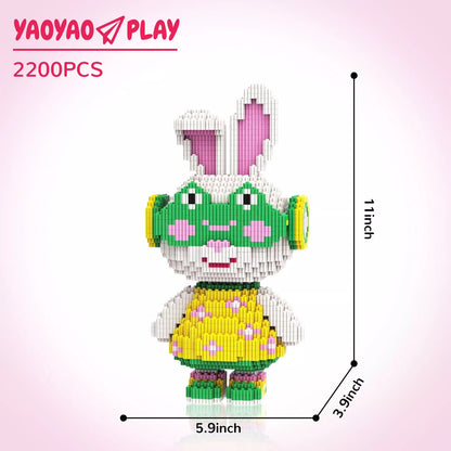 YaoYaoPlay Momo Floral Dress Bunny Building Block Set