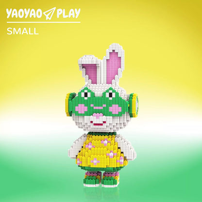 YaoYaoPlay Momo Floral Dress Bunny Building Block Set