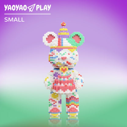 YaoYaoPlay Medium Birthday Bear Building Block Set