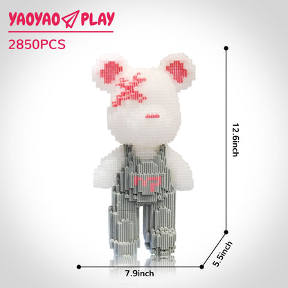 YaoYaoPlay Medium Light Gray Strap Bear Building Block Set
