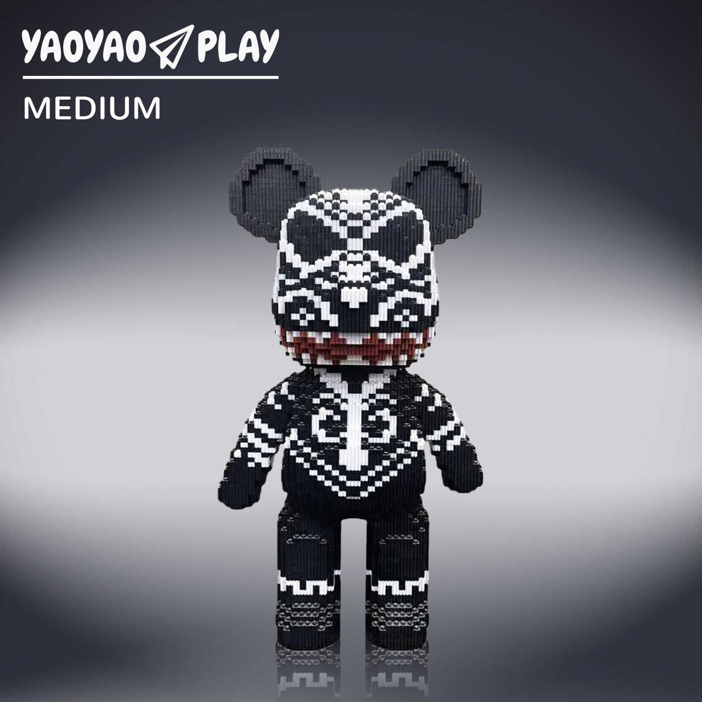 YaoYaoPlay Large Black Totem Bear Building Block Set