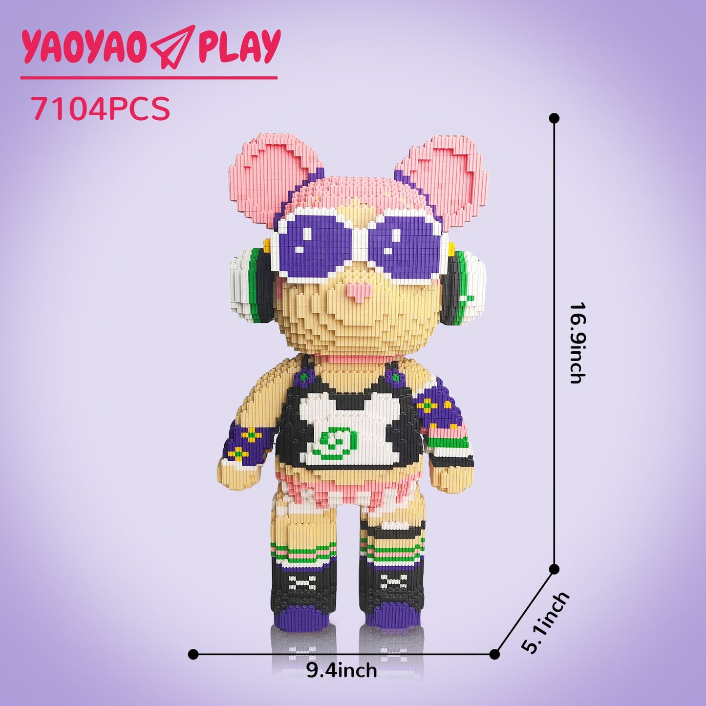 YaoYaoPlay Large Rock Girl Bear Building Block Set