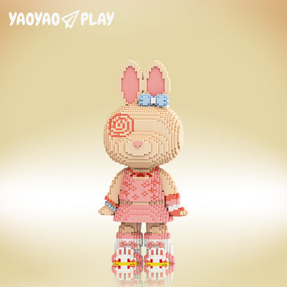 YaoYaoPlay Pink Skirt PP Bunny Building Blocks