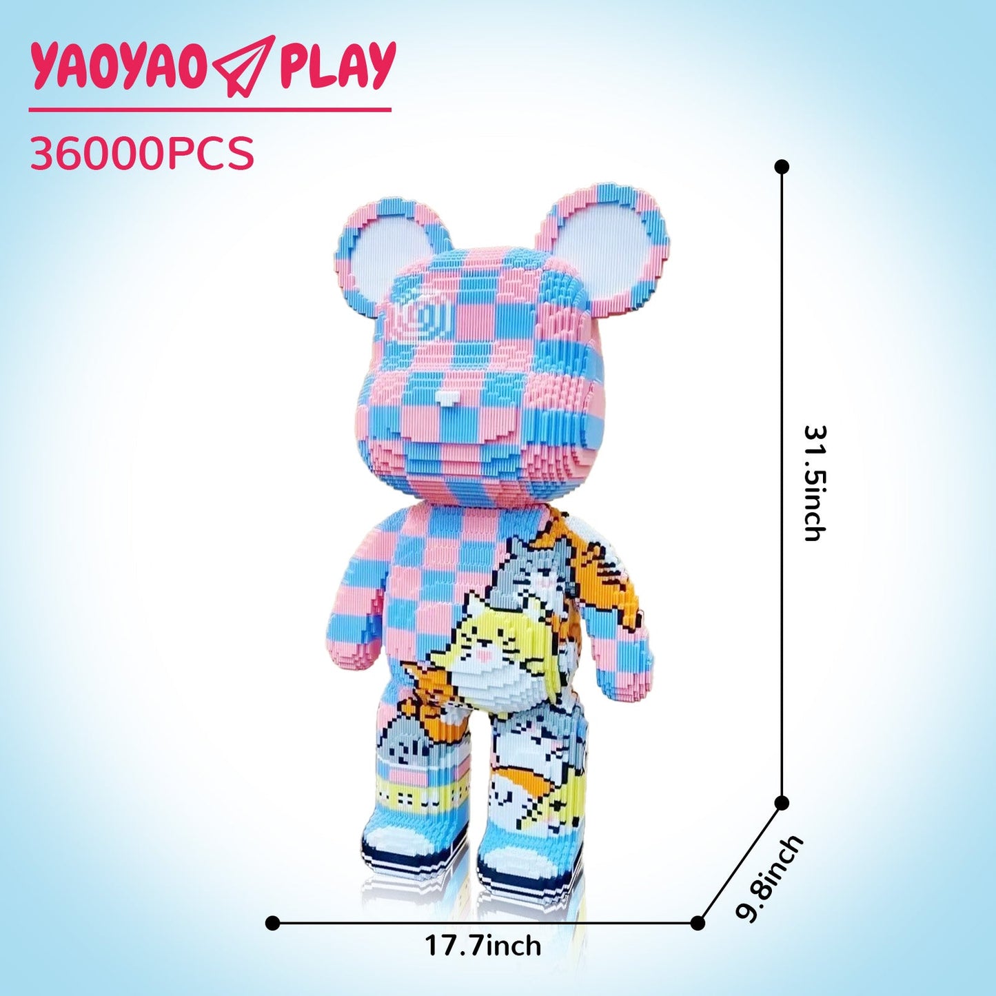 YaoYaoPlay Totoro Graffiti Big Bear Plastic Building Blocks