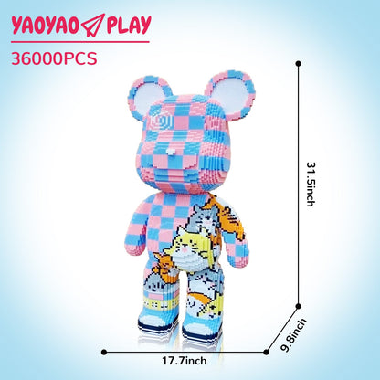 YaoYaoPlay Totoro Graffiti Big Bear Plastic Building Blocks