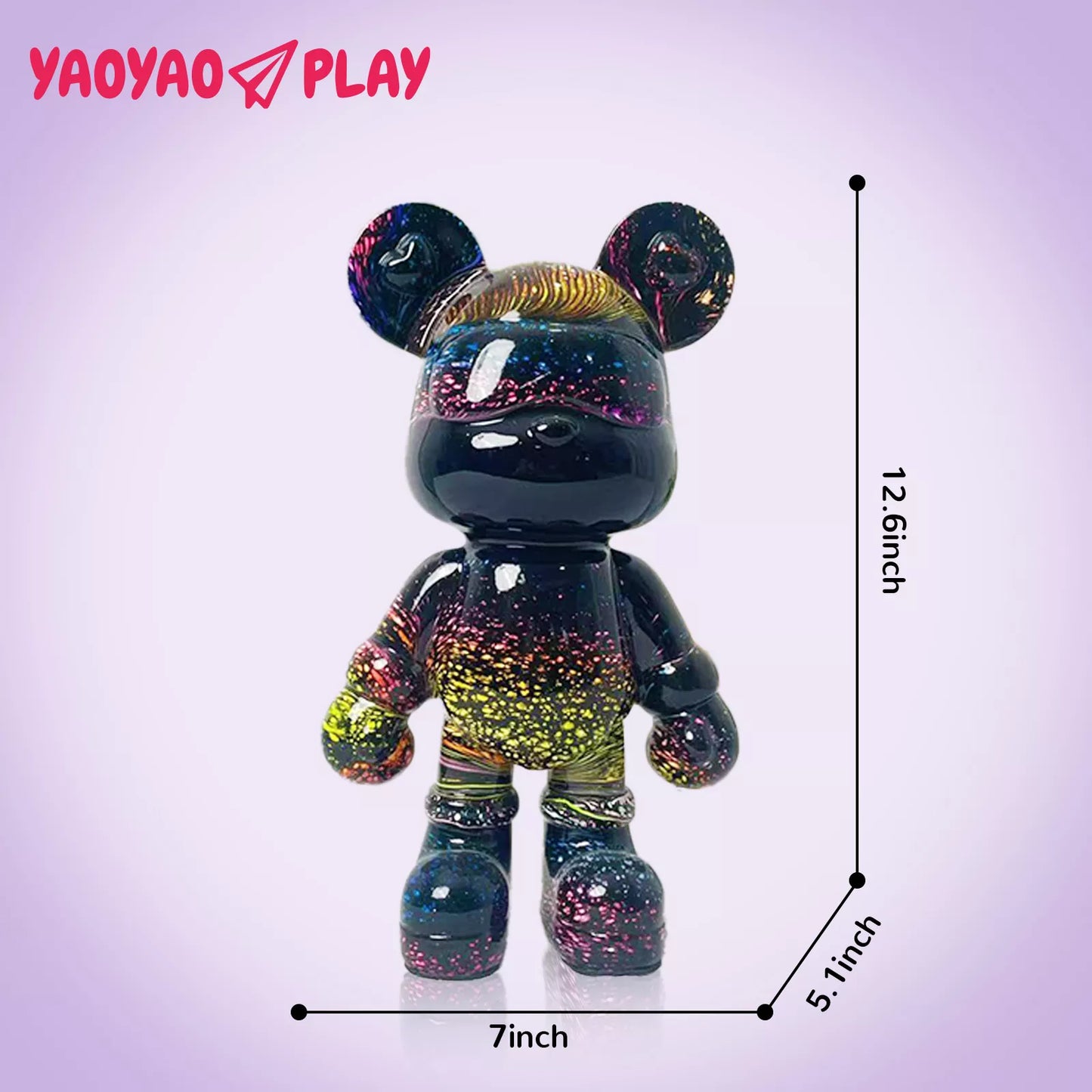 YaoYaoPlay Black Starry Sky Fluid Bear - Cute Home Decor and Creative DIY Craft